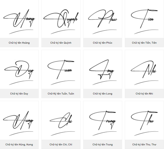 Các mẫu chữ ký đẹp theo tên 